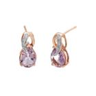 Genuine Amethyst And Diamond-accent 10k Rose Gold Drop Earrings