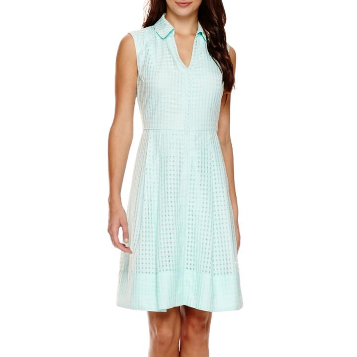 Signature By Sangria Sleeveless Gingham A-line Shirtdress