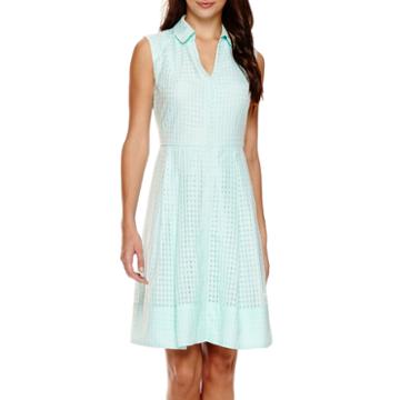 Signature By Sangria Sleeveless Gingham A-line Shirtdress