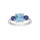 Genuine Blue Topaz And Lab-created Blue Sapphire 3-stone Ring