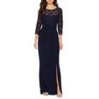 Blu Sage 3/4 Sleeve Lace Top Evening Gown