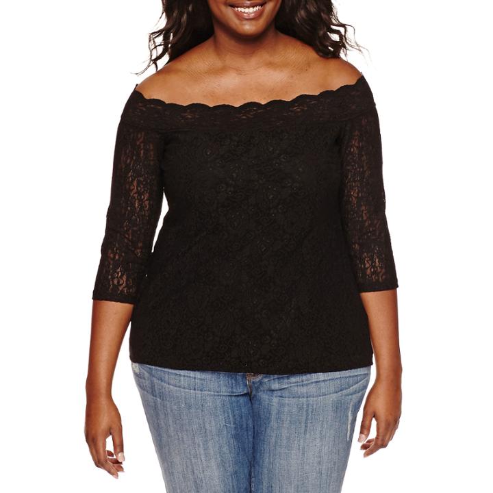 Decree Off-shoulder Lace Bodycon Top - Juniors Plus
