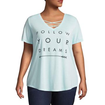 Hybrid Tees Short Sleeve V Neck T-shirt-womens Juniors