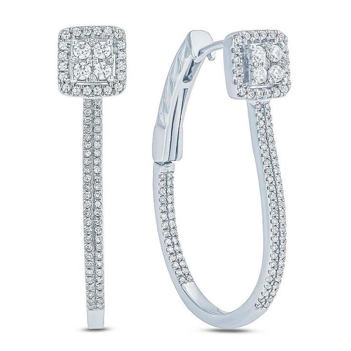 1/2 Ct. T.w. White Diamond 10k Gold 25.2mm Hoop Earrings