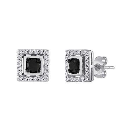 1/2 Ct. T.w. White And Color-enhanced Black Diamond Square Earrings