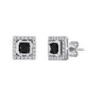 1/2 Ct. T.w. White And Color-enhanced Black Diamond Square Earrings