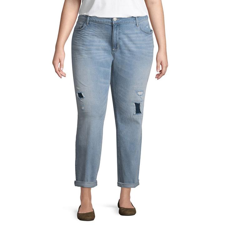Boutique + Cropped Light Wash Denim Pant-plus