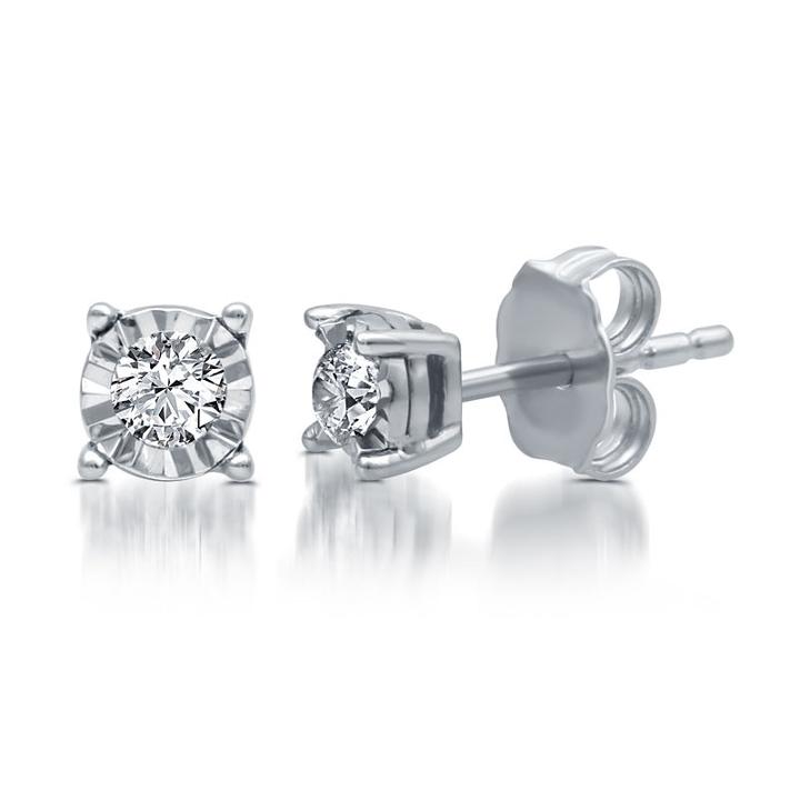 1/6 Ct. T.w. Round White Diamond Sterling Silver Stud Earrings