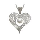 Cultured Freshwater Pearl Sterling Silver Heart Pendant Necklace