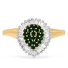Womens 1/2 Ct. T.w. Color Enhanced Green Emerald 10k Gold Cluster Ring