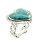 Silver Elements By Barse Womens Lab Created Turquoise Blue Sterling Silver Heart Cocktail Ring