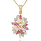 14k Gold Over Silver Lab-created Opal & Pink And White Lab-created Sapphire Cluster Pendant Necklace
