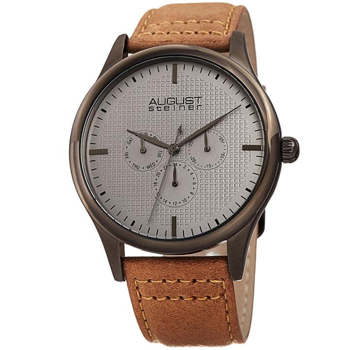 August Steiner Mens Brown Strap Watch-as-8243gnbr
