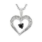 1/6 Ct. T.w. White And Color-enhanced Black Diamond Heart Pendant Necklace