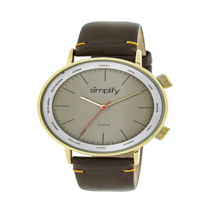 Simplify Unisex Brown Strap Watch-sim3305