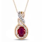 Womens Lead-glass Filled Ruby & 1/4 Ct. T.w. Diamonds 14k Two Tone Gold Pendant Necklace