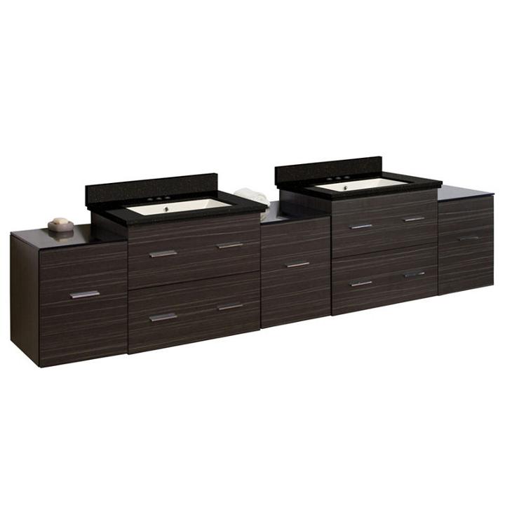 88.5-in. W Wall Mount Dawn Grey Vanity Set For 3h4-in. Drilling Black Galaxy Top Biscuit Um Sink