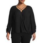 Bold Elements 3/4 Sleeve Cross Front Neck Blouse - Plus
