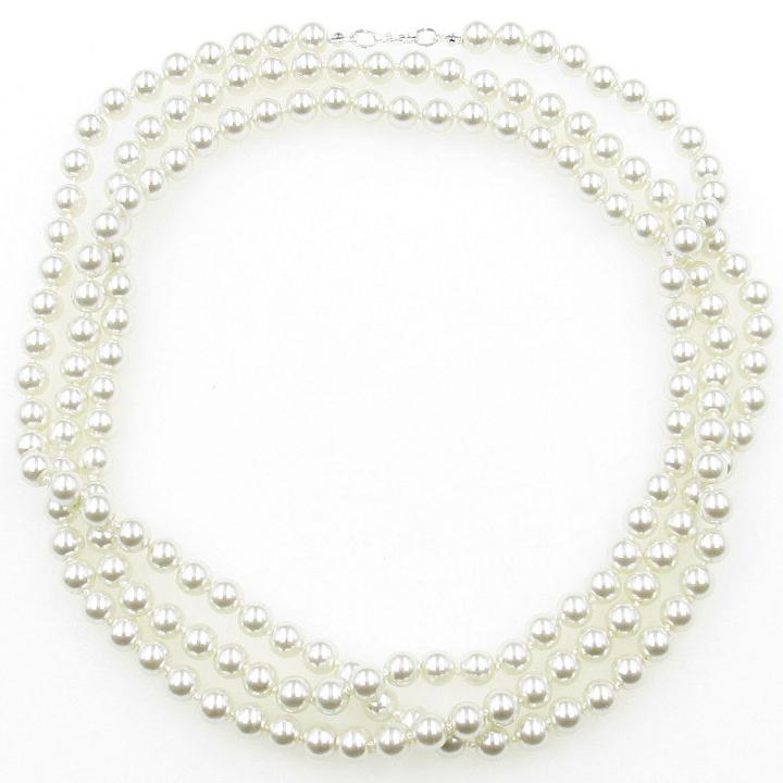 Womens 8mm Simulated Pearls Round Strand Necklace