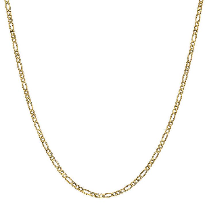 14k Gold Semisolid Figaro 24 Inch Chain Necklace