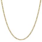 14k Gold Semisolid Figaro 24 Inch Chain Necklace