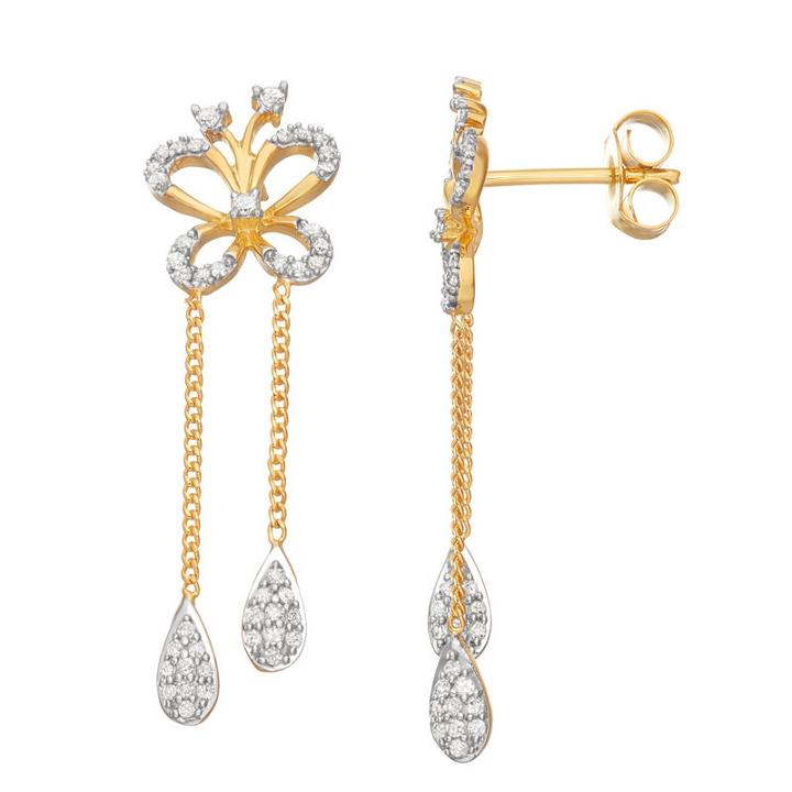 1/2 Ct. T.w. White Diamond Butterfly Drop Earrings