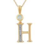 H Womens Lab Created White Opal 14k Gold Over Silver Pendant Necklace