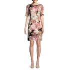 London Style Elbow Sleeve Floral Sheath Dress-petite