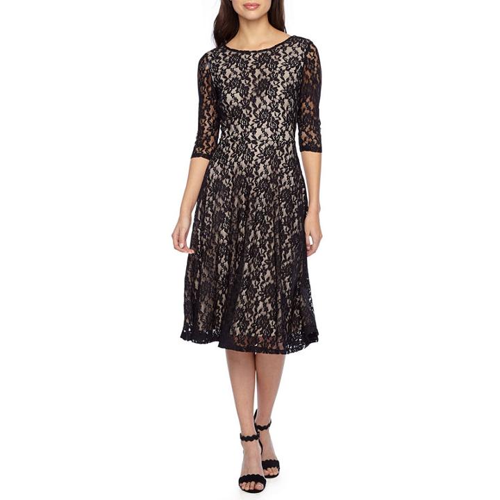 Melrose 3/4 Sleeve Floral Fit & Flare Dress
