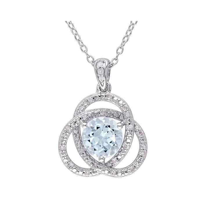Genuine Sky Blue Topaz And 1/10 Ct. T.w. Diamond Pendant Necklace