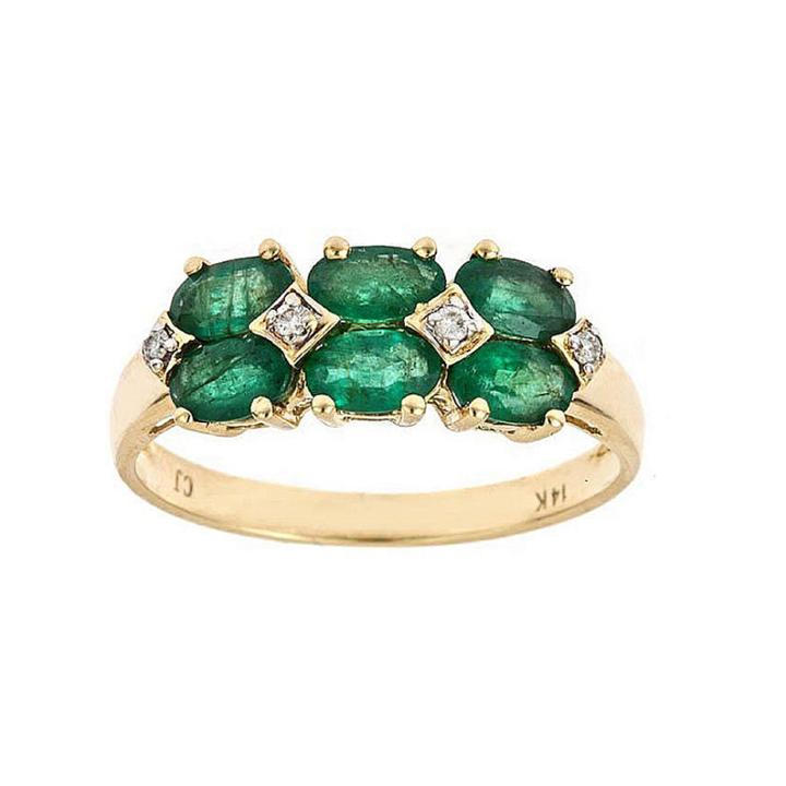 Limited Quantities! Genuine Emerald Diamond Accent 10k Gold Cluster Ring