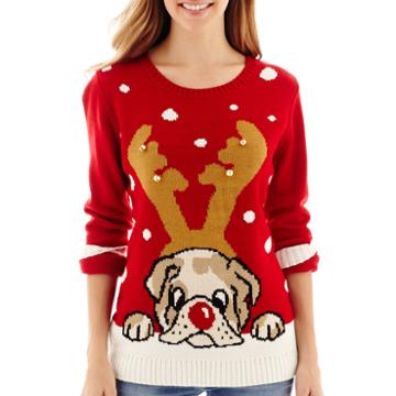 By Design Long-sleeve Bulldog Christmas Sweater