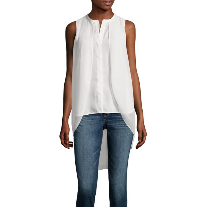 A.n.a Chiffon Overlay Button Tank Top