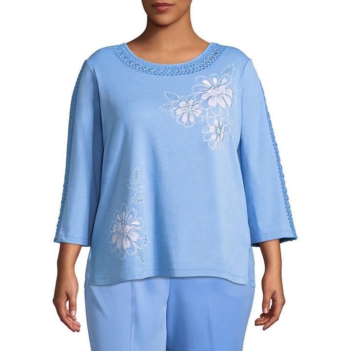 Alfred Dunner Bonita Springs Lace Neck T-shirt-plus