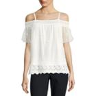 By & By Short Sleeve Mesh Blouse-juniors