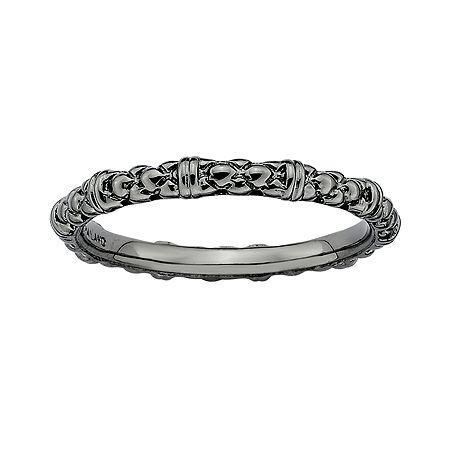 Personally Stackable Black Sterling Silver Stackable 1.5mm Cable Ring