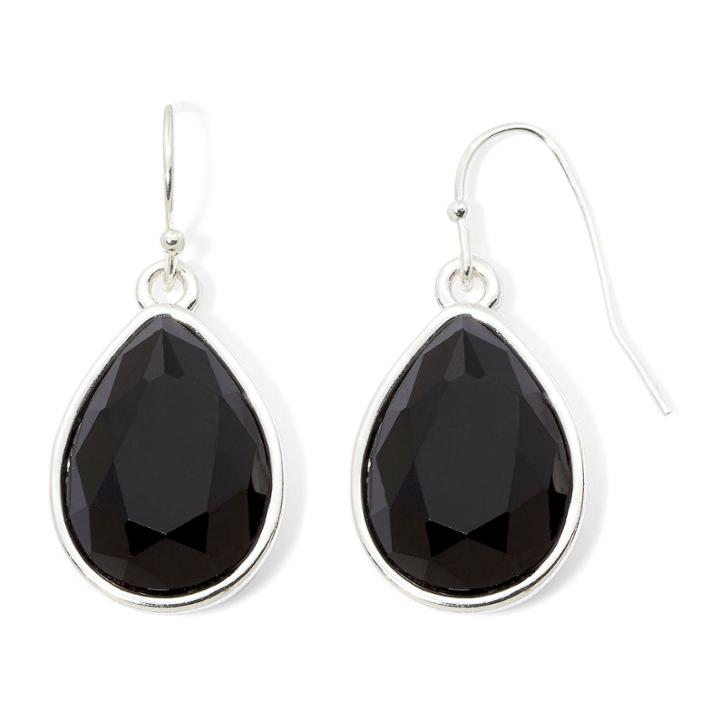 Liz Claiborne Black Stone Teardrop Earrings