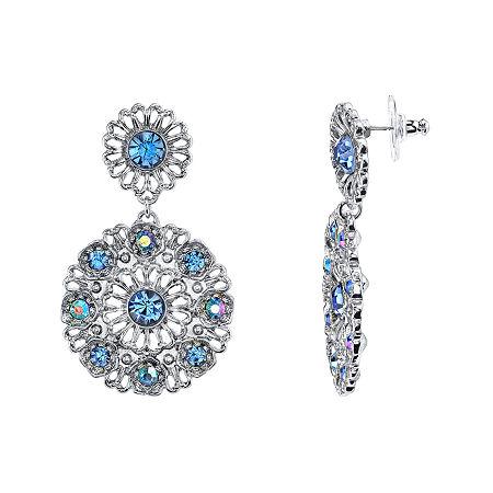 1928 Jewelry Blue Stone Round Drop Earrings