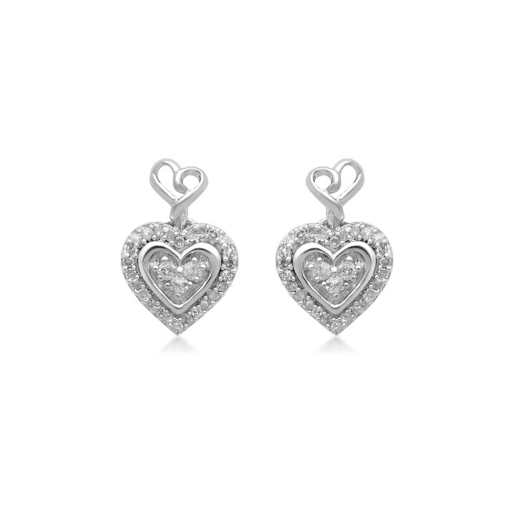 Hallmark Diamonds Sterling Silver Diamond Heart Earrings