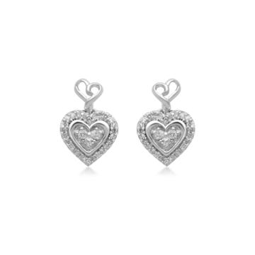 Hallmark Diamonds Sterling Silver Diamond Heart Earrings