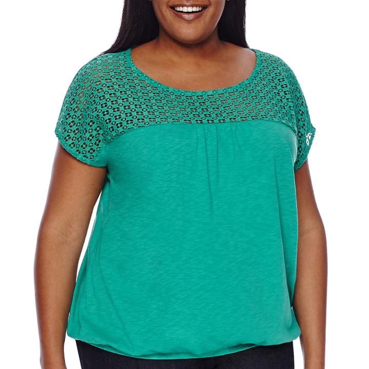 St. John's Bay Lace Banded Top - Plus