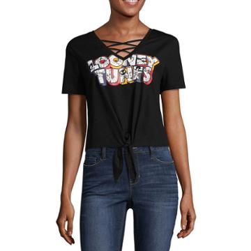 Hybrid Tees Looney Tunes Tie Front Tee - Juniors