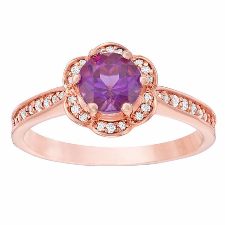 Womens Purple Amethyst Cocktail Ring