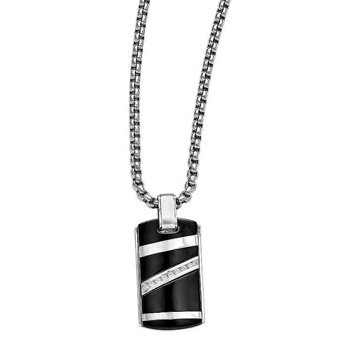 Edward Mirell Black Ti&trade; Mens 1/6 Ct. T.w. Genuine Black Diamond Pendant Necklace