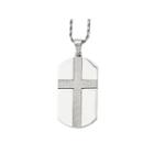 Mens Stainless Steel Cross Dog Tag Pendant