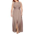 R & M Richards Sleeveless Beaded Halter Gown - Plus