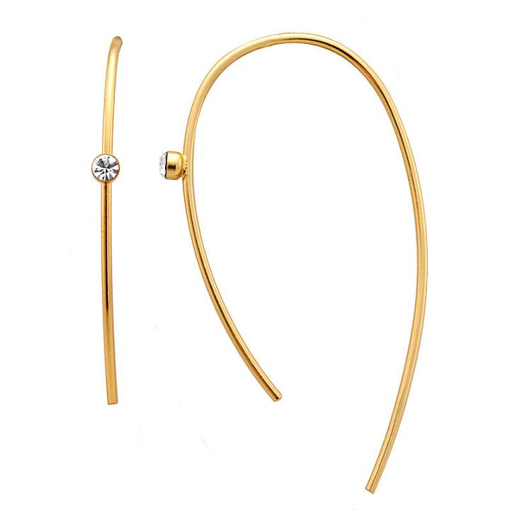 Itsy Bitsy Itsy Bitsy Clear 14k Gold Over Silver Drop Earrings