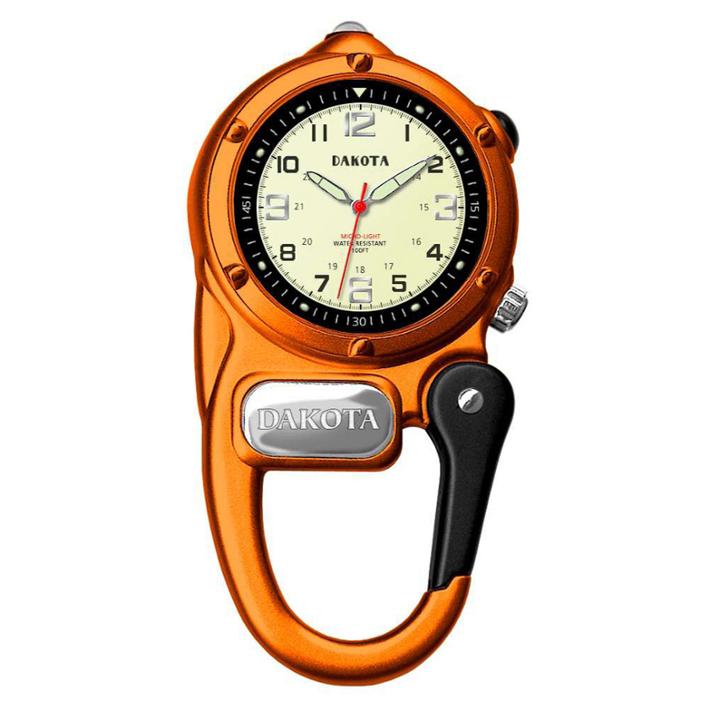 Dakota Mini-clip Microlight Carabiner Pocket Watch, Orange