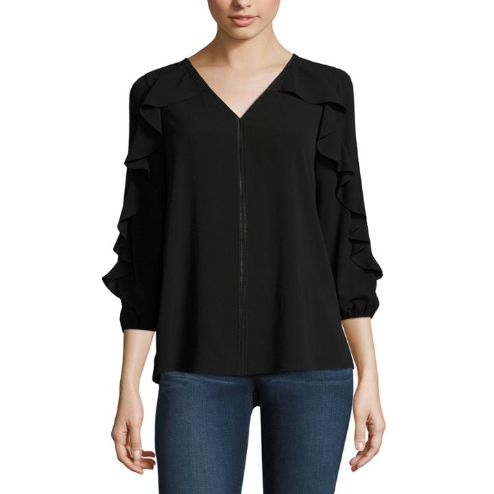 Stylus Long Sleeve V Neck Blouse