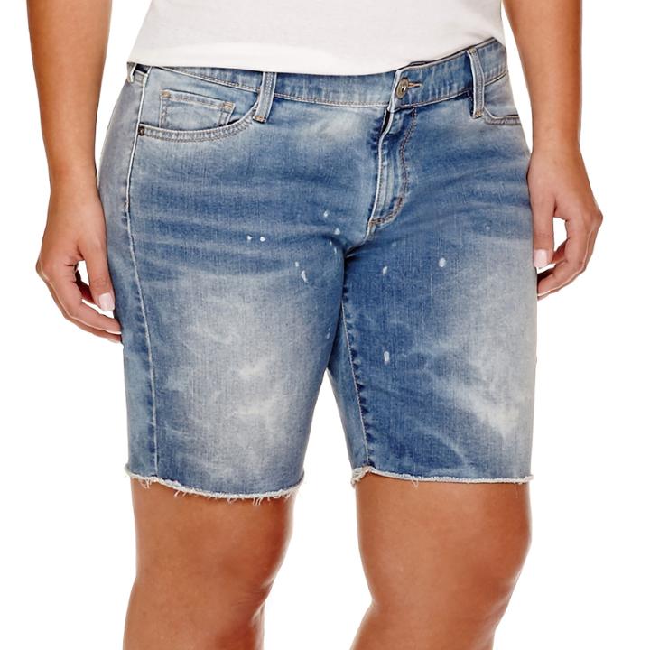 Arizona Raw-hem Bermuda Shorts - Juniors Plus